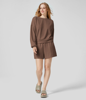 Halara - Einfarbige Shorts mit mittelhohem elastischem Bund und Seitentaschen - Mustang - S