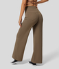 Halara - Einfarbige Yogahose mit hoher Taille,  Gesäßtaschen und weitem Bein - Reddish Brown - S(regular)