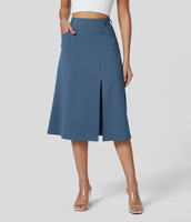 Halara - Einfarbiger Midi-Arbeitsrock in A-Linie mit hohem Taillenbund und Schlitz - Stellar - XL(regular)