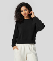 Halara - Einfarbiges,  lässiges Sweatshirt mit Rundhalsausschnitt und Raglanärmeln - Schwarz - S