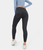 Halara - Elastische Yoga-7/8-Leggings mit hoher Taille,  Seitentaschen und Denimdruck - Denim Black - S