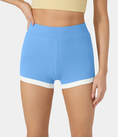 Halara - Everyday Bikershorts aus Rippstrick mit Farbblockdesign 5cm - Vista Blue - M
