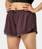 Halara - Plus-Size 2-in-1 Shorts mit Kordelzug und Kontrastmesh 10, 2 cm - Beerenrot - 3X