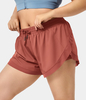 Halara - Plus-Size 2-in-1 Shorts mit Kordelzug und Kontrastmesh 10, 2 cm - Hot Sauce - 3X