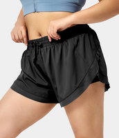Halara - Plus-Size 2-in-1 Shorts mit Kordelzug und Kontrastmesh 10, 2 cm - Schwarz - 1X