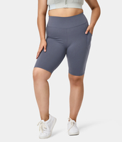 Halara - Plus Size Biker-Shorts mit hohem Bund und Seitentasche - Folkstone Gray - 2X