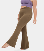 Halara - Plus Size Crossover-Leggings mit hoher Taille und hinterer Tasche - Sepia - 1X