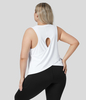 Halara - Plus-Size,  einfarbiges,  ausgeschnittenes Yoga-Tanktop mit Crossover-Saum - Weiß - 3X