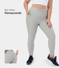 Halara - Plus Size,  hoch taillierte,  geraffte,  Po-Lifting Yoga-Leggings mit Seitentaschen und Wabenmuster - Distanziertes Grau - 4X