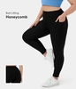 Halara - Plus Size,  hoch taillierte,  geraffte,  Po-Lifting Yoga-Leggings mit Seitentaschen und Wabenmuster - Schwarz - 3X