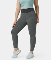 Halara - Plus-Size,  hoch taillierte,  Po-betonende 7/8-Leggings mit Scrunch - Bleigrau - 2X