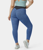 Halara - Plus-Size,  hoch taillierte,  Po-betonende 7/8-Leggings mit Scrunch - Dark Blue Mesh Pattern - 2X