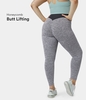 Halara - Plus-Size,  hoch taillierte,  Po-betonende 7/8-Leggings mit Scrunch - White Mesh Pattern - 2X