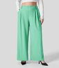 Halara - Plus-Size-Hose mit hohem Bund,  plissierte Seitentaschen und weites Bein - Light Sea Green - 1X(regular)