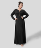 Halara - Plus-Size Langärmliges Flare-Maxikleid mit Rundhalsausschnitt und Knöpfen - Schwarz - 1X