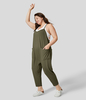 Halara - Plus-Size Rückenfreier,  knöchellanger,  konischer Overall-Jumpsuit mit mehreren Taschen - Winter Moss - 2X(regular)