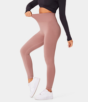Halara - Po-Lifting Leggings mit hohem Bund,  Scrunch und nahtlosem Flow - Canyon Clay - M(7/8)