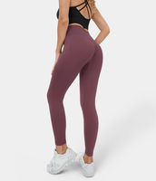 Halara - Po-Lifting Leggings mit hohem Bund,  Scrunch und nahtlosem Flow - Red Mahogany - M(7/8)