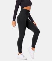 Halara - Po-Lifting Leggings mit hohem Bund,  Scrunch und nahtlosem Flow - Schwarz - XS(7/8)