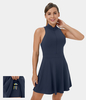 Halara - Racerback-Seitentasche mit halbem Reißverschluss 2-in-1-Golfkleid-Golf-Tee-Tasche - Mood Indigo - XL
