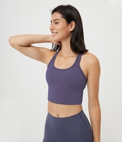 Halara - Racerback Workout verkürztes Tanktop - Königslila - XS