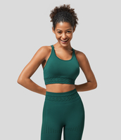 Halara - Rückenfreier,  ausgeschnittener Yoga-Sport-BH mit geringem Halt,  verstellbaren Trägern,  nahtlosem Flow und Racerback - Bayberry - M