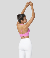 Halara - Rückenfreier,  einfarbiger,  verkürzter Yoga-Sport-BH im Rippenstrick mit Neckholder - Soft Light Purple - XS