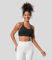 Halara - Rückenfreier Yoga-Sport-BH mit geringem Halt und U-Ausschnitt - Schwarz - S