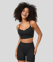 Halara - Rückenfreier Yoga-Sport-BH mit niedrigem Halt und herzförmigem Ausschnitt - Schwarz - L