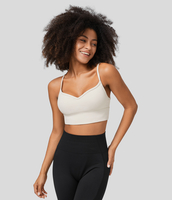 Halara - Rückenfreier Yoga-Sport-BH mit niedrigem Halt und herzförmigem Ausschnitt - White Alyssum - XS