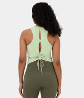 Halara - Rückenfreies,  ausgeschnittenes,  gerafftes,  lässiges Tanktop mit Kordelzug und Rundhalsausschnitt - Seacrest - XS