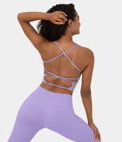 Halara - Rückenfreies,  überkreuztes,  kurz geschnittenes Tie-Dye-Yoga-Tanktop mit U-Ausschnitt - Orchideen-Spirale - S