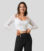 Halara - Rückenfreies Crop Top mit langen Ärmel,  Langarmshirt - Schneewittchen - XS