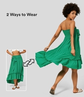 Halara - Rückenfreies,  gerafftes High-Low-Midi-Freizeitkleid mit Rüschen und Schnürung - Parakeet - XL