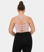 Halara - Rückenfreies,  kurz geschnittenes Yoga-Tanktop in Großgröße mit Schnürung - Peachskin - 2X