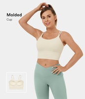 Halara - Rückenfreies,  kurz geschnittenes Yoga-Tanktop mit doppelten Trägern - Coconut Milk - M