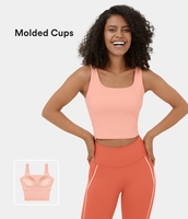 Halara - Rückenfreies,  kurz geschnittenes Yoga-Tanktop mit eckigem Ausschnitt - Peach Melba - M