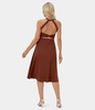 Halara - Rückenfreies Midi-Freizeitkleid mitTwist,  Cut Out und Seitentaschen - Brandy Brown - M