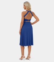 Halara - Rückenfreies Midi-Freizeitkleid mitTwist,  Cut Out und Seitentaschen - Im Internet surfen - M