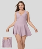 Halara - Rückenfreies,  ärmelloses,  lässiges 2-in-1-Minikleid in Großgröße mit Seitentaschen,  Racerback und tiefem V-Ausschnitt - Pink Purple - 1X