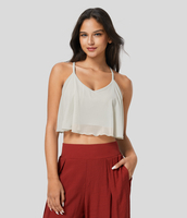 Halara - Rückenfreies,  verkürztes,  überkreuztes Yoga-Cami-Top mit kontrastierendem Mesh - White Onyx - S