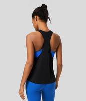 Halara - Rückenfreies Yoga-Tanktop mit U-Ausschnitt und drapiertem,  abgerundetem Saum - Schwarz - M