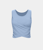 Halara - Rundhals-Crossover-Saum,  gefaltetes,  gestapeltes,  kurz geschnittenes Yoga-Tanktop - Chambray Blue - L