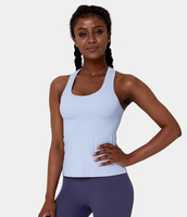 Halara - Rundhals-Tanktop mit Racerback - Helles Babyblau - XS
