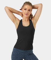 Halara - Rundhals-Tanktop mit Racerback - Schwarz - L