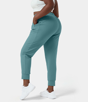 Halara - Schlichte Plus Size Hose mit hoher Taille und Seitentasche - Steingrün - 2X