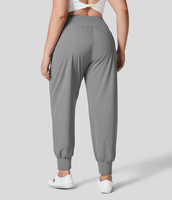 Halara - Schlichte Yoga-Jogginghose mit hohem Bund und Seitentaschen in Übergröße - Gray Flannel - 2X(regular)
