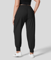 Halara - Schlichte Yoga-Jogginghose mit hohem Bund und Seitentaschen in Übergröße - Schwarz - 3X(regular)