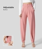 Halara - Schmal zulaufende Stoffhose mit hohem Bund,  verstellbarem Knopfsaum und Seitentasche - Peach Blossom Pink - S(regular)