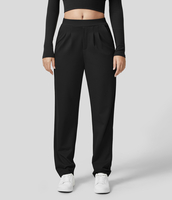 Halara - Schmal zulaufende Stoffhose mit mittelhohem Bund - Schwarz - L(regular)